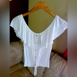 White Off Shoulder Crop Top